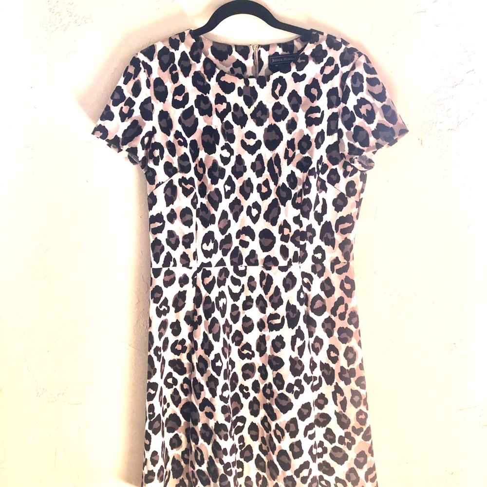 Comfy A-line Leopard dress with gold zipper